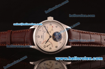 IWC Portofino Power Reserve Tourbillon Automatic Steel Case with White Dial and Brown Leather Strap