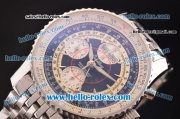 Breitling Montbrilliant Datora Swiss Valjoux 7751 Automatic Steel Case/Strap with Black Dial