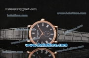 Patek Philippe Calatrava Miyota Quartz Rose Gold Case with Roman Numeral Markers and Black Dial