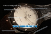 Hublot Classic Fusion 9015 Auto PVD Case with White Dial and Black Leather Strap