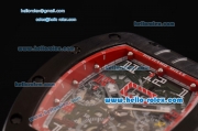 Richard Mille RM011 Swiss Valjoux 7750-SHG Automatic PVD Case with Black Rubber Strap and Skeleton Dial Numeral Markers