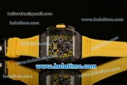 Richard Mille Felipe Massa Flyback Chrono Swiss Valjoux 7750 Automatic PVD Case with Yellow Markers Skeleton Dial and Yellow Rubber Strap