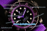 Rolex Sea-Dweller Deepsea Asia 2813 Automatic PVD Case with Purple Nylon Strap and Purple Diver Index