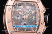 Richard Mille RM011-FM Asia ST25 Automatic Rose Gold Case with Skeleton Dial Arabic Numeral Markers and Black Rubber Strap Rose Gold Inner Bezel