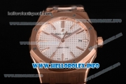 Audemars Piguet Royal Oak 41 MM Clone AP Calibre 3120 Automatic Rose Gold Case/Bracelet with White Dial and Stick Markers - 1:1 Original (JF)