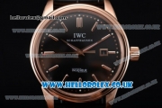 IWC Ingenieur Miyota 8205 Automatic Rose Gold Case with Black Dial Stick Markers and Black Leather Strap (YF)