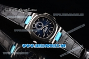 Patek Philippe Nautilus Annual Calendar Miyota 9015 Automatic Steel Case with Blue Dial Black Leather Strap and Stick Markers