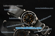 Rolex Submariner Vintage Asia 2813 Automatic Steel Case with Black Dial Yellow Markers and Grey Nylon Strap