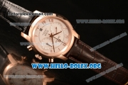 Omega De Ville Co-axial Chronograph Clone Omega 9300 Automatic Rose Gold Case with White Dial and Black/Brown Leather Strap (EF)