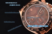 Rolex Daytona Chronograph Swiss Valjoux 7750 Automatic Rose Gold Case with Brown Dial Black Leather Strap