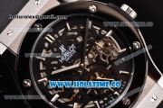 Hublot Classic Fusion Asia 6497 Manual Winding Steel Case with Skeleton Dial Black Bezel and Stick Markers