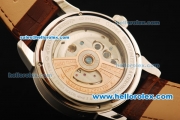 Jaeger-LeCoultre Duometre Tourbillon Automatic Movement Steel Case with White Dial and Brown Leather Strap