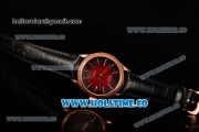 Rolex Cellini Time Asia 2813 Automatic Rose Gold Case with Black/Red Dial and Stick Markers