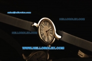 Cartier d'Art Swiss Quartz Steel Case with White Dial and Black Leather Strap