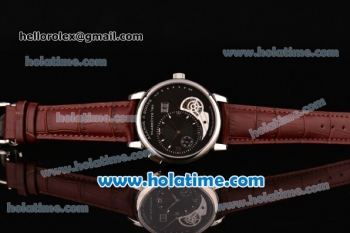 A.Lange&Sohne Lange 1 Tourbillon Asia Automatic Stainless Steel Case with Brown Leather Bracelet and Black Dial