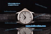 Patek Philippe Calatrava Swiss ETA 2836 Automatic Steel Case with Alligator Strap and White Dial