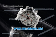 Rolex Daytona Chrono Clone Rolex 4130 Automatic Steel Case with White Dial and Black Leather Strap (EF)