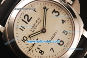 Panerai Luminor Marina Pam 113 Asia 6497 Manual Winding Steel Case with Beige Dial and Black Leather Strap