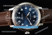 Breitling Navitimer 8 Swiss ETA 2824 Automatic Steel Case Blue Dial With Arabic Numeral Markers Brown Leather Strap(ZF)