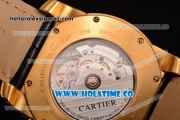 Cartier Calibre De Swiss ETA 2824 Automatic Yellow Gold Case with Diamonds Bezel and Roman Numeral Markers