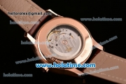 Omega De Ville Co-Axial Swiss ETA 2836 Automatic Rose Gold Case and Brown Leather Strap with White Dial