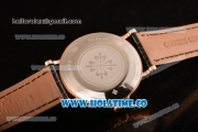 Patek Philippe Calatrava Miyota Quartz Rose Gold Case with Black Dial and Diamonds Markers