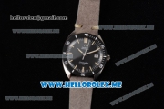 Omega Seamaster 120 Vintage Swiss ETA 2824 Automatic Steel Case with Black Dial and Grey Leather Strap Stick Markers