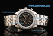 Breitling for Bentley Motors Automatic Tourbillon Silver Case with Black Dial and SSBand-Stick Markers