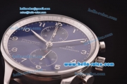 IWC Portuguese Chronograph Swiss Valjoux 7750 Automatic Steel Case with Blue Dial and Black Leather Strap