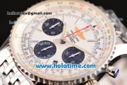 Breitling Navitimer 01 Chrono Swiss Valjoux 7750 Automatic Full Steel with White Dial and Stick Markers - 1:1 Original Best Edition