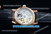 Glashutte Senator Meissen Tourbillon Swiss Tourbillon Automatic Rose Gold Case with White Dial Brown Leather Strap