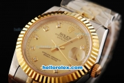 Rolex Datejust Automatic Movement Gold Dial with Diamond Markers and Gold Bezel-18K Gold Never Fade