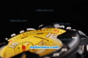 Porsche Design Classic Tourbillon Automatic PVD Case with Yellow Dial and Black Rubber Strap