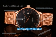 IWC Portugieser Asia 2813 Automatic Full Rose Gold with Black Dial and Rose Gold Arabic Numeral Markers