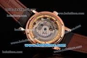 A. Lange & Sohne Richard Lange Tourbillon Pour le Merite Automatic Rose Gold Case with Black Dial and Black Leather Strap