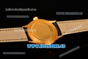 Rolex Cellini Time Asia 2813 Automatic Yellow Gold Case with White Dial Black Leather Strap and Stick Markers