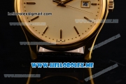 Patek Philippe Calatrava Miyota Quartz Yellow Gold Case with Yellow Gold Dial and Black Leather Strap Stick Markers