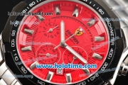 Ferrari Rattrapante Chrono Miyota OS20 Quartz Steel Case with PVD Bezel Red Dial and Stick Markers