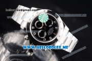 Rolex Daytona Clone Rolex 4130 Automatic Stainless Steel Case/Bracelet with Black Dial and Diamonds Markers (BP)