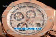 Audemars Piguet Royal Oak Offshore Summer Edition Chrono Clone AP Calibre 3126 Automatic Rose Gold Case with White Dial Stick Markers and White Rubber Strap - 1:1 Original (JF)