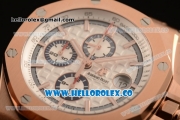 Audemars Piguet Royal Oak Offshore Summer Edition Chrono Clone AP Calibre 3126 Automatic Rose Gold Case with White Dial Stick Markers and White Rubber Strap - 1:1 Original (JF)