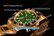 Rolex GMT-Master II Swiss ETA 2836 Automatic Yellow Gold Case With Ceramic Bezel Green Dial 116718LN