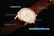 Vacheron Constantin Patrimony Swiss ETA 2892 Automatic Movement Rose Gold Case with Rose Gold Stick Markers and Brown Leather Strap