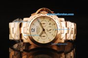 Panerai Chrono Lunimor Daylight Automatic Movement Rose Gold Case with Green Dot Markers and Rose Gold Strap Panerai Chrono Lunimor Daylight Automatic Movement Rose Gold Case with Green Dot Markers and Rose Gold Strap