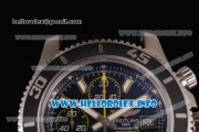 Breitling Superocean Chronograph II Chronograph Swiss Valjoux 7750 Automatic Steel Case with Black Dial Black Leather Strap and Stick Markers