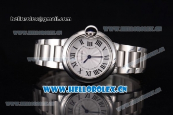 Cartier Ballon Bleu De Mideum Swiss Quartz Stainless Steel Case/Bracelet with Roman Numeral and Markers White Dial