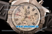 Breitling Avenger Seawolf Miyota Quartz Steel Case with White Dial Black Rubber Strap and Silver Stick Markers
