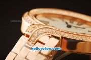 Cartier d'Art Swiss Quartz Full Rose Gold with White Dial and Diamond Bezel