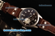 IWC Big Pilot Swiss Valjoux 7750 Automatic Movement Steel Case with Brown Dial - White Subdial and Brown Leather Strap