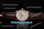 Longines Master 2824 Auto Steel Case with White Dial and Brown Leather Strap